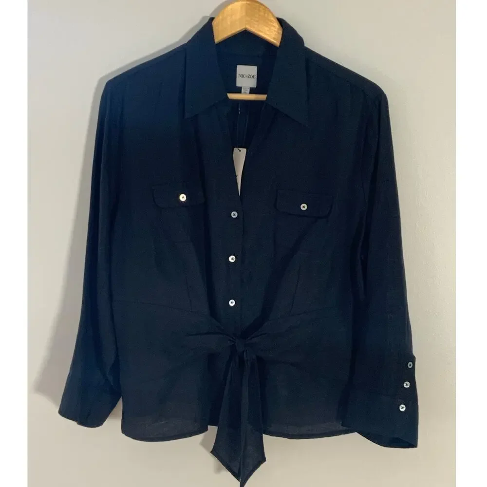 NIC+ZOE Iconic Tie Front‎ Shirt NWT size XL